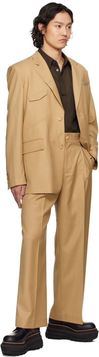 Byxor Feng Chen Wang Feng Chen Wang Slashed Wide Leg Trousers Beige | FMS19TR01B, 3