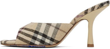 Kläder Burberry Burberry Check Linen Blend Mews High Heel Mules Beige | 8102491, 2