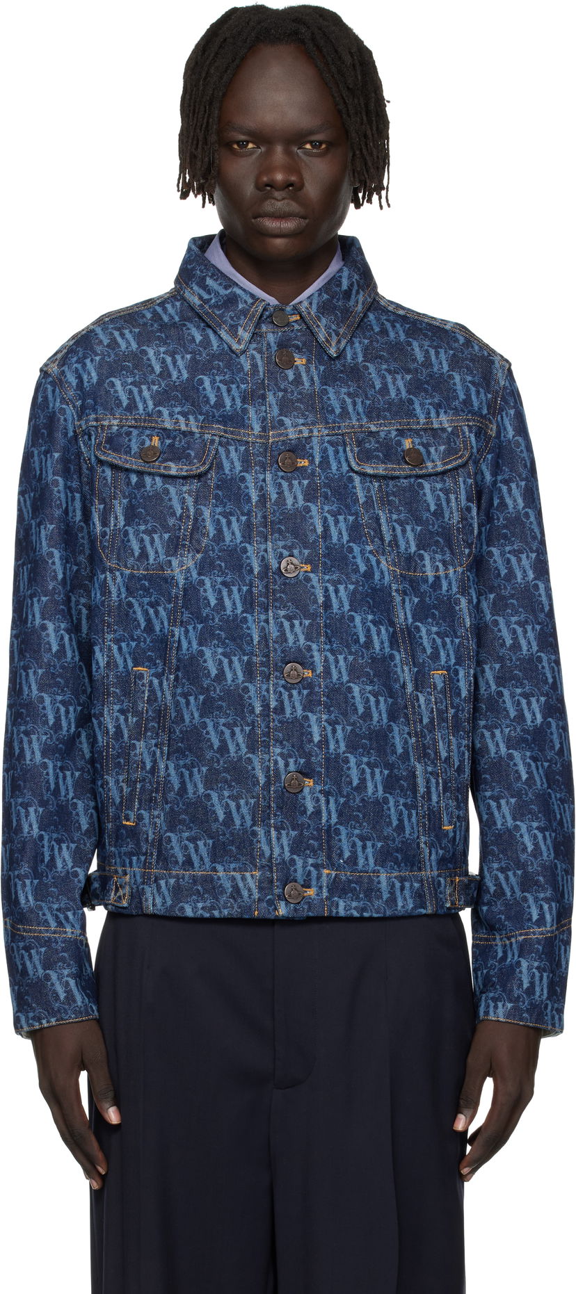 Jacka Vivienne Westwood Vivienne Westwood Stormrider Denim Jacket Blå | 2801000K-W014I-