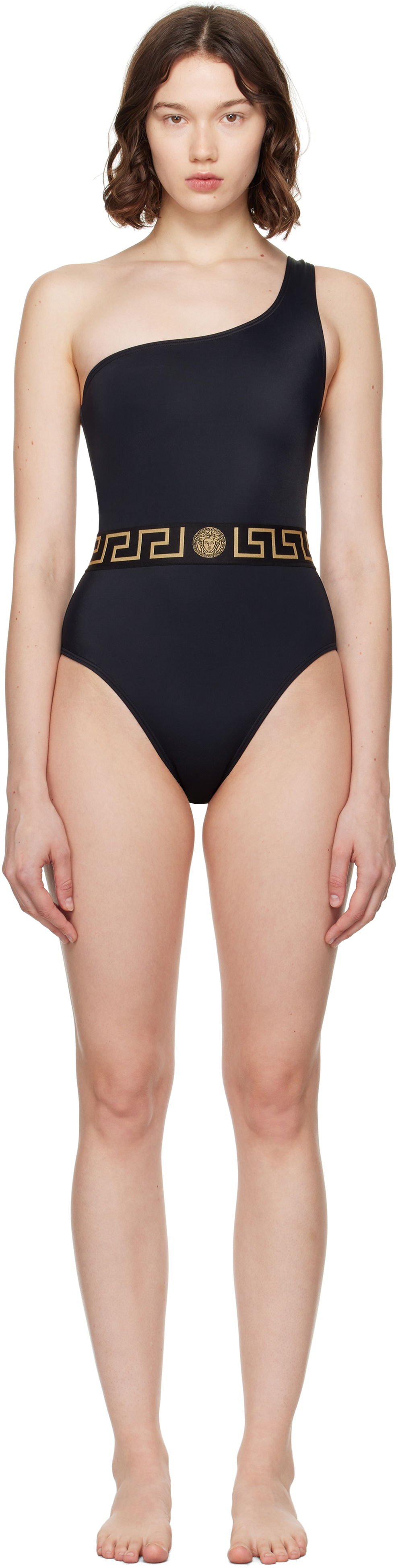 Badkläder Versace Greca Border One-Piece Swimsuit Svart | 1020488_1A11119, 0