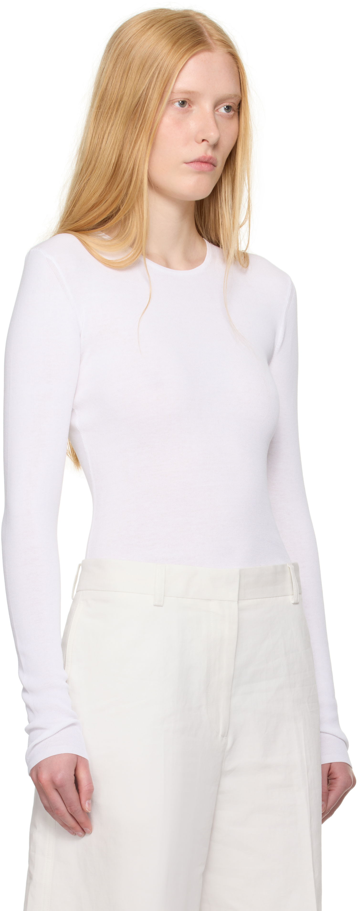 T-shirt TOTEME TOTEME Compact Cotton T-Shirt Vit | 252-WRT0491-YA0172, 1