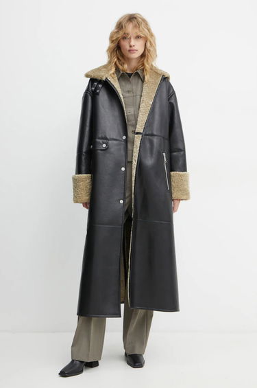 Rockar Nanushka LIESEL Black Leather Coat Svart | NW24FWOW38370, 0