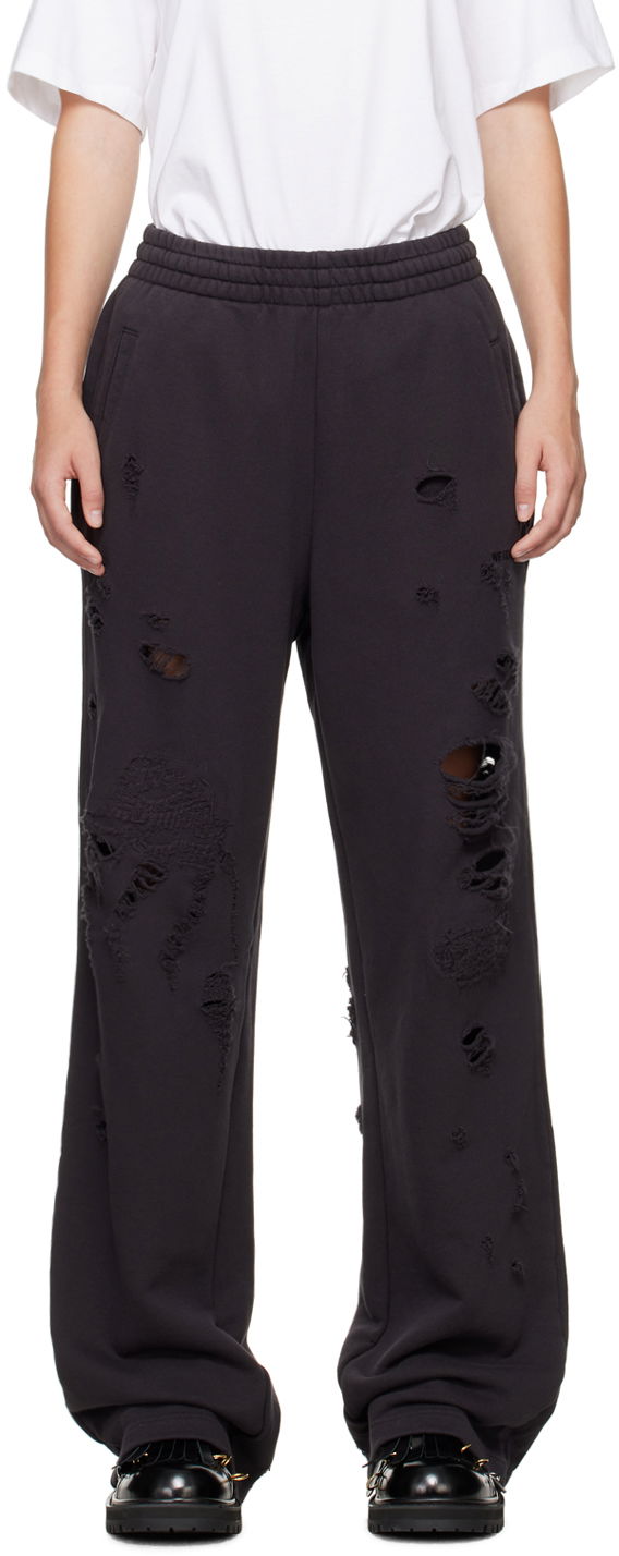 Träningsbyxor We11done We11done Distressed Sweatpants Svart | WD-TA2-24-728-U-BK