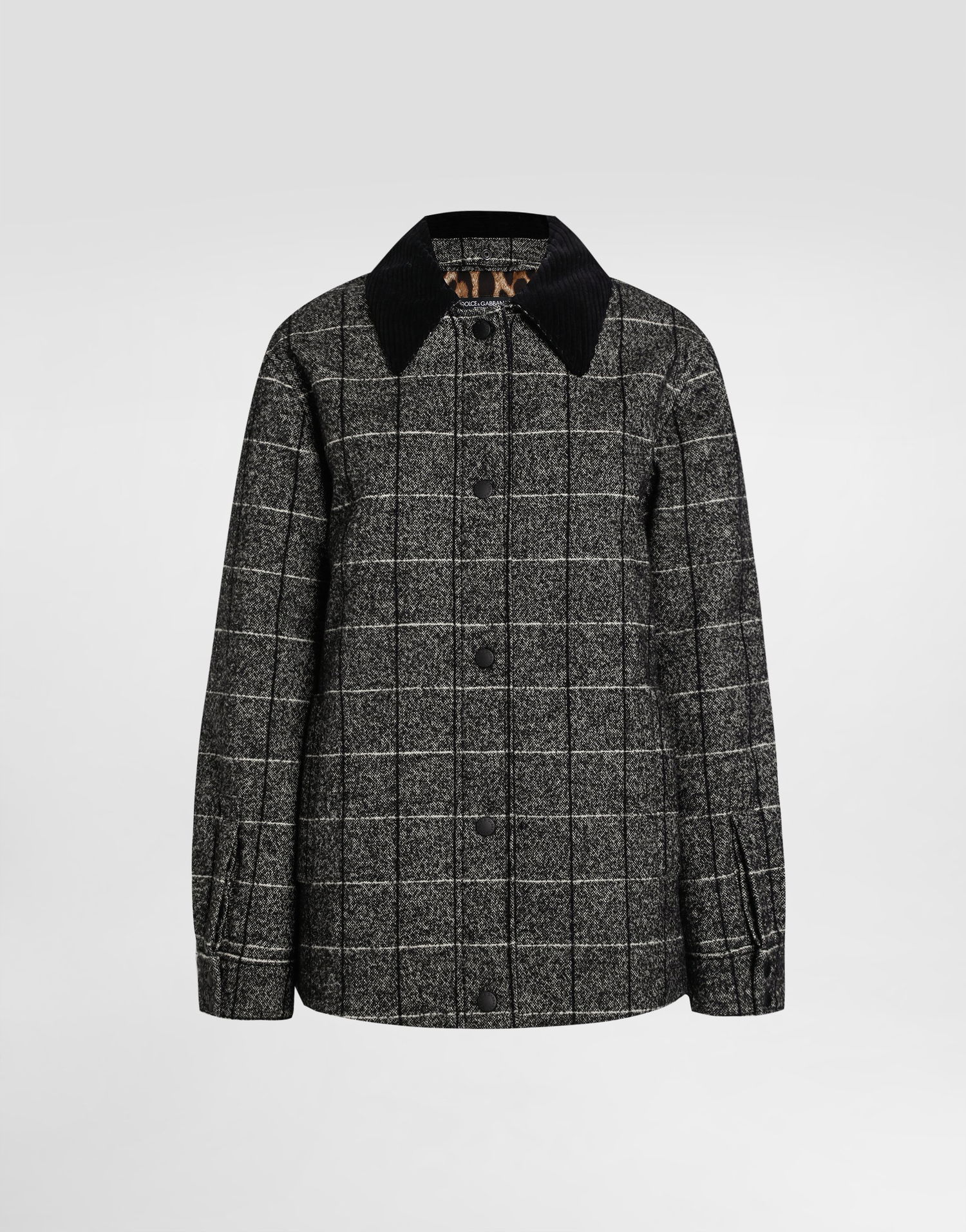 Jacka Dolce & Gabbana Dolce & Gabbana Checked Wool Jacket with Corduroy Collar Svart | F9S86TGDC9GS8100, 0