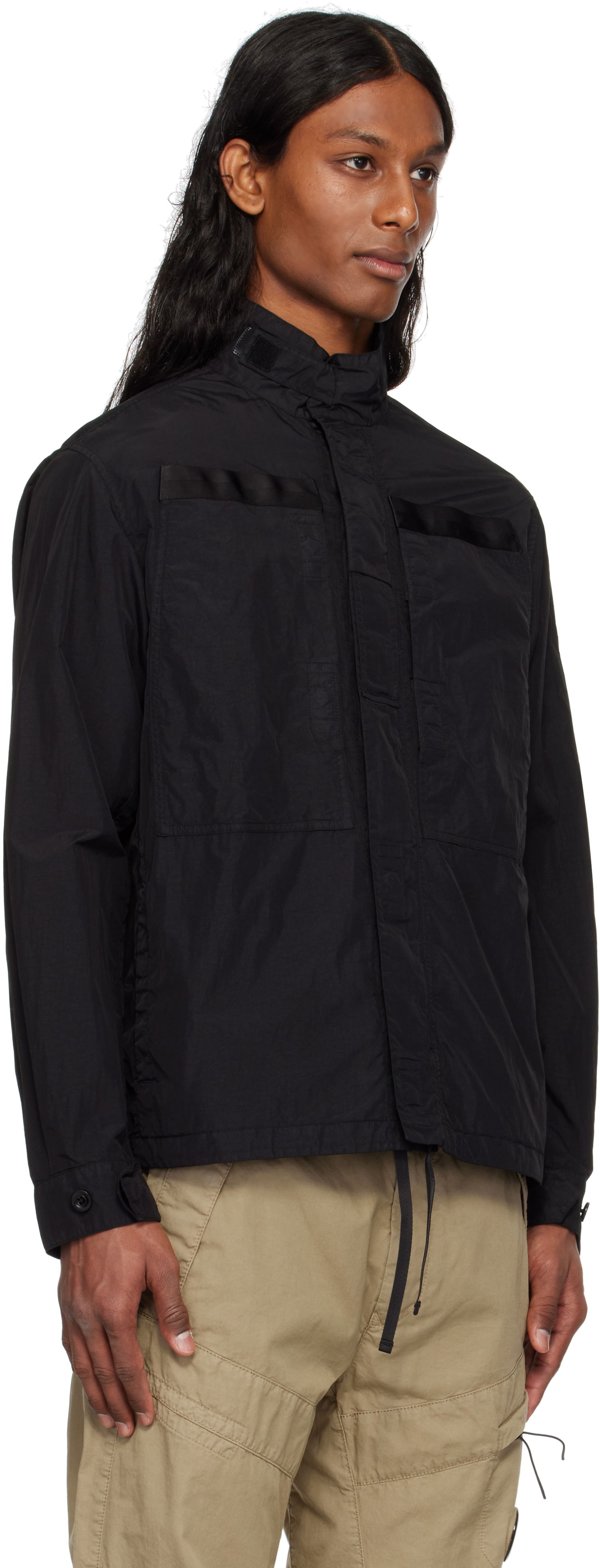 Vindjacka C.P. Company C.P. Company Flatt Nylon Lens Overshirt Svart | 18CMOS081A-005991G, 1