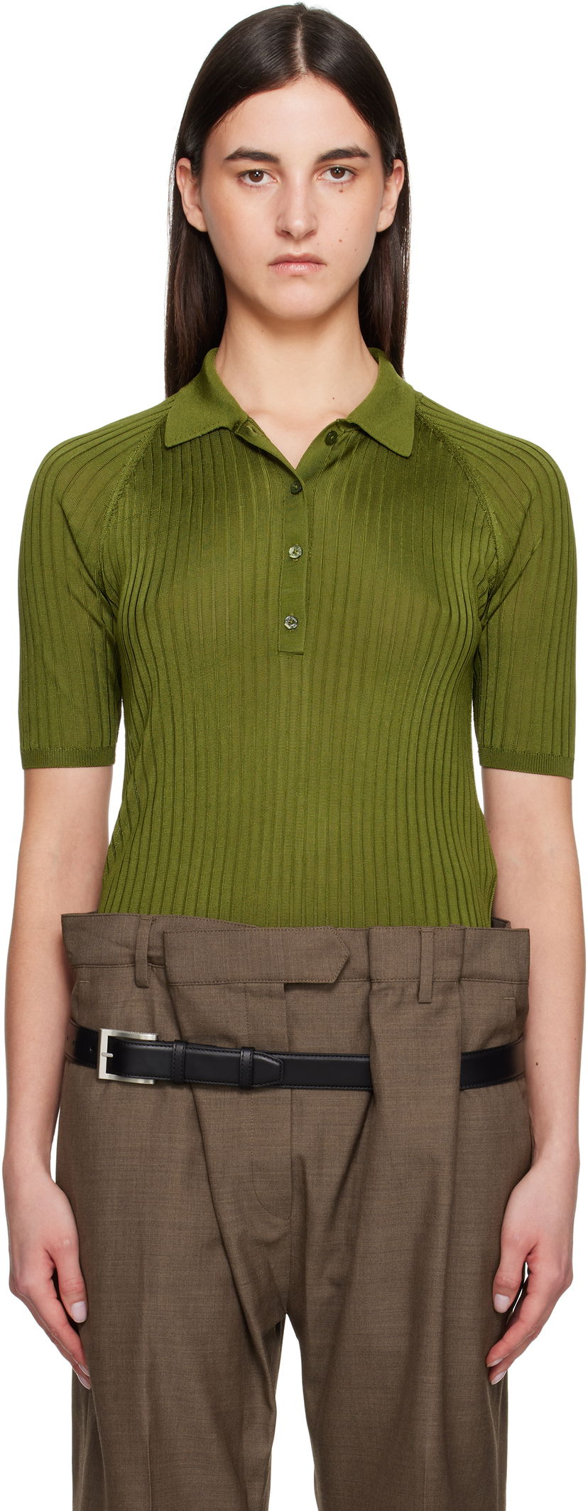 Polotröja Acne Studios Acne Studios Silk Knit Polo Grön | A60581-