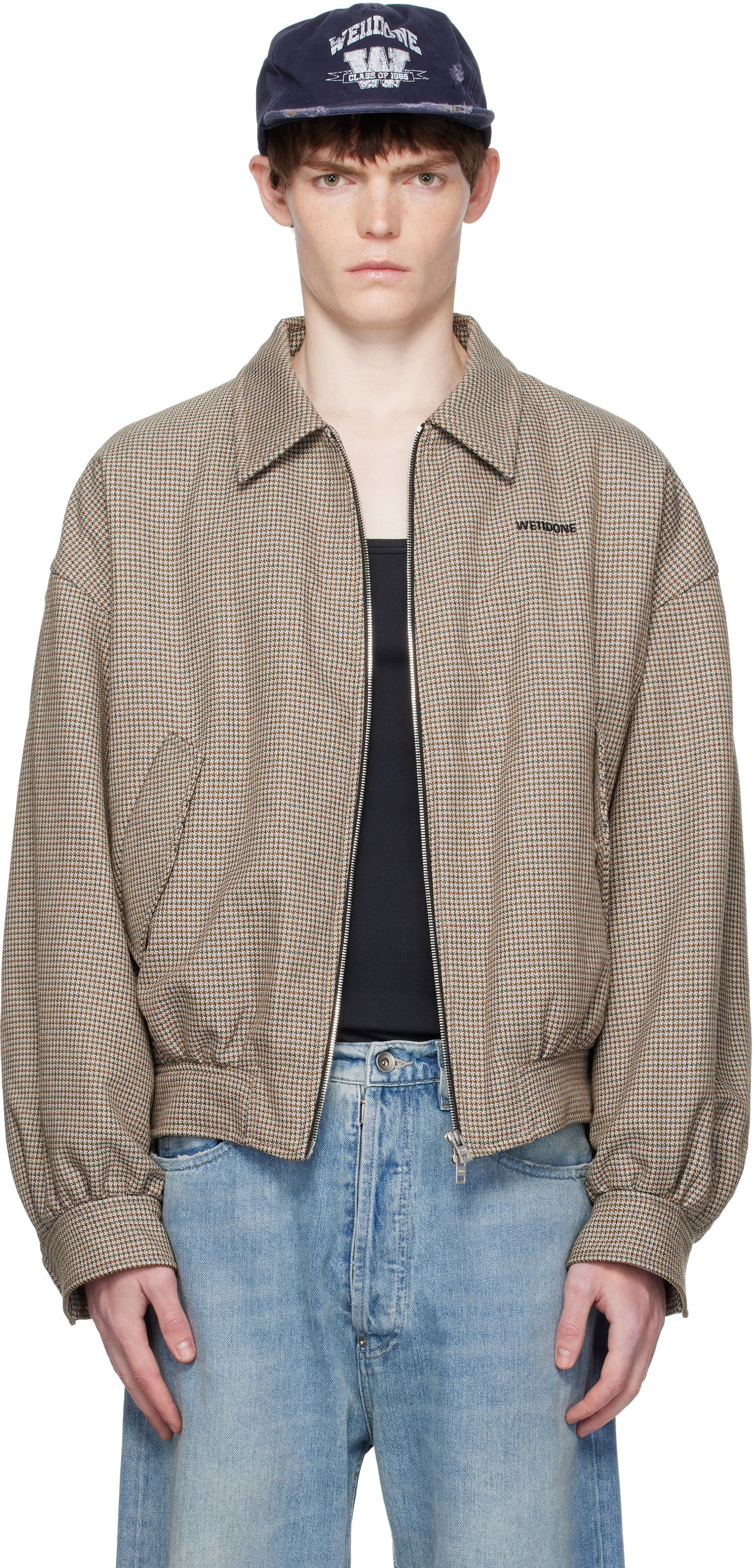 Bomberjacka We11done We11done Checkered Bomber Jacket Brun | WD-JK2-25-013-M-BG, 0