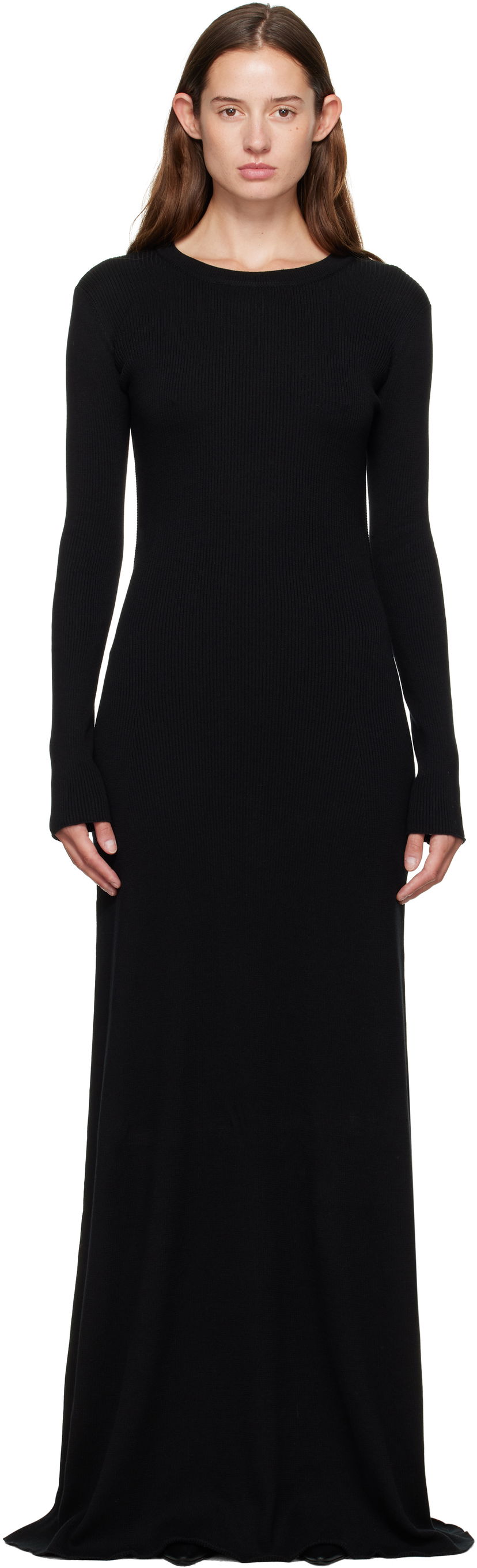 Klä Ann Demeulemeester Ann Demeulemeester Eva Open Back Knitted Maxi Dress Svart | 2520-W-KN12-FA049-099