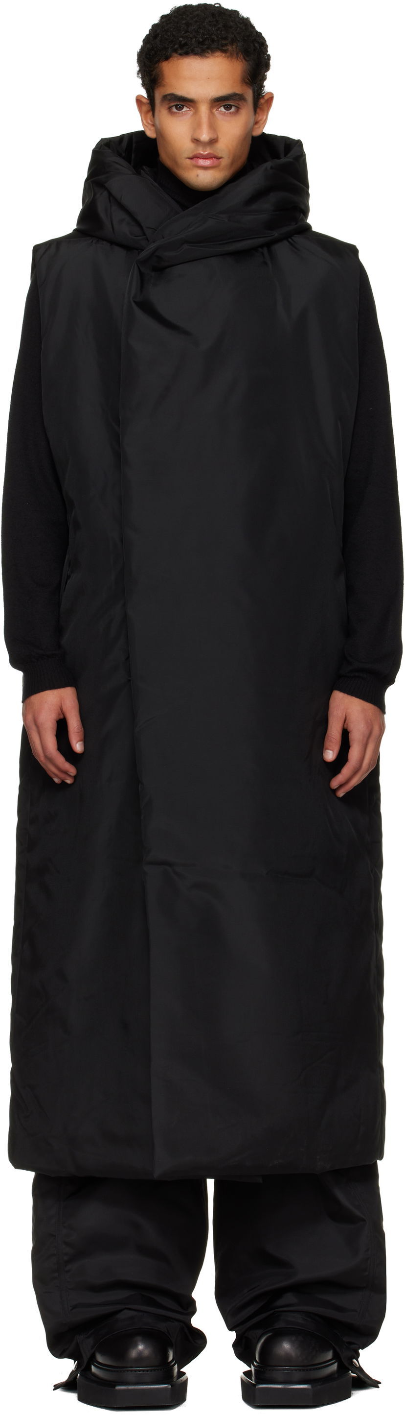 Väst Rick Owens Rick Owens DRKSHDW Concordians Hooded Vest Svart | DU02E7972 NCV