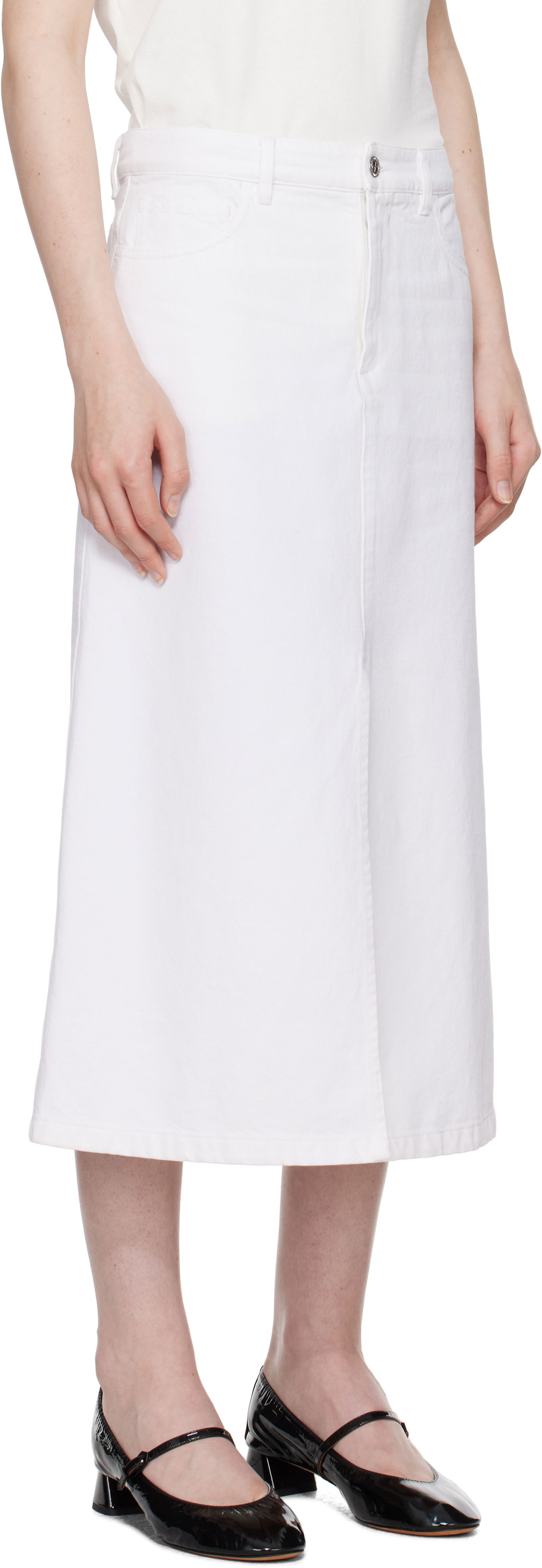 Kjol A.P.C. Denim Midi Skirt with Front Slit Vit | COGZV-F06423, 1