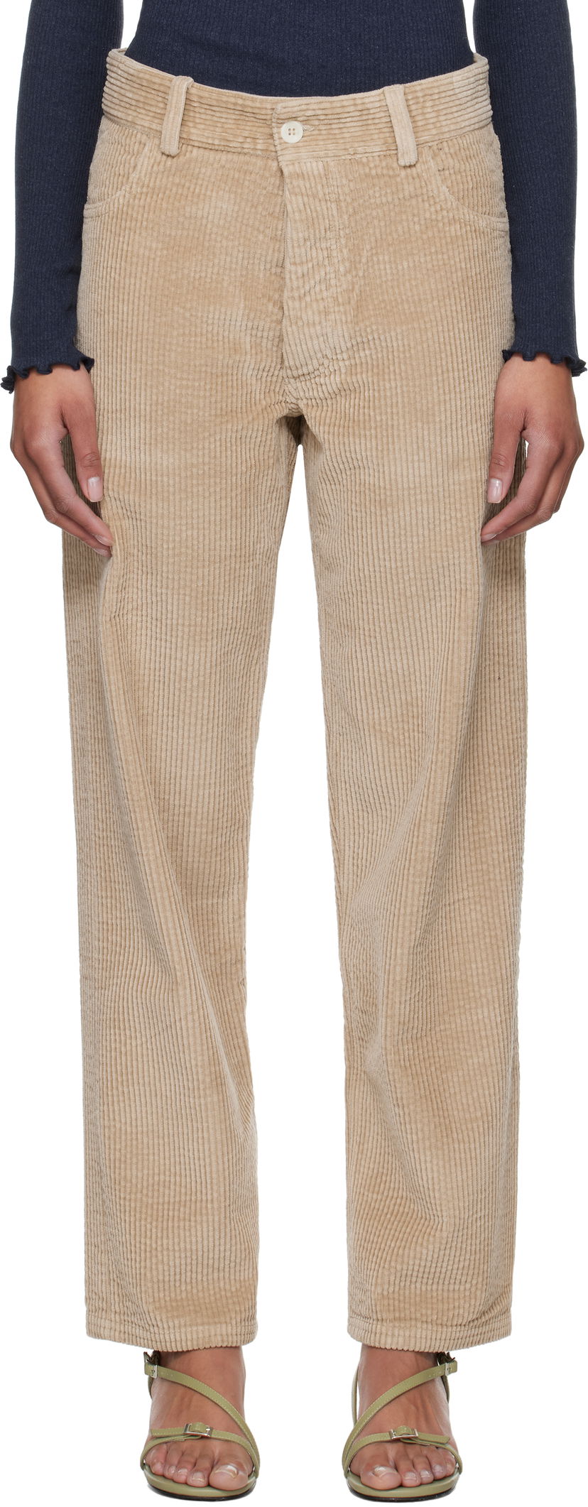 Byxor Baserange Baserange Indre Corduroy Trousers Beige | TRIN-CO-SP25