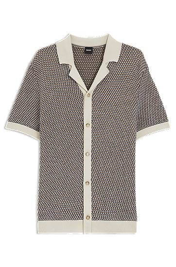Sweater BOSS Regular-Fit Knitted Cotton Cardigan Beige | 50543163