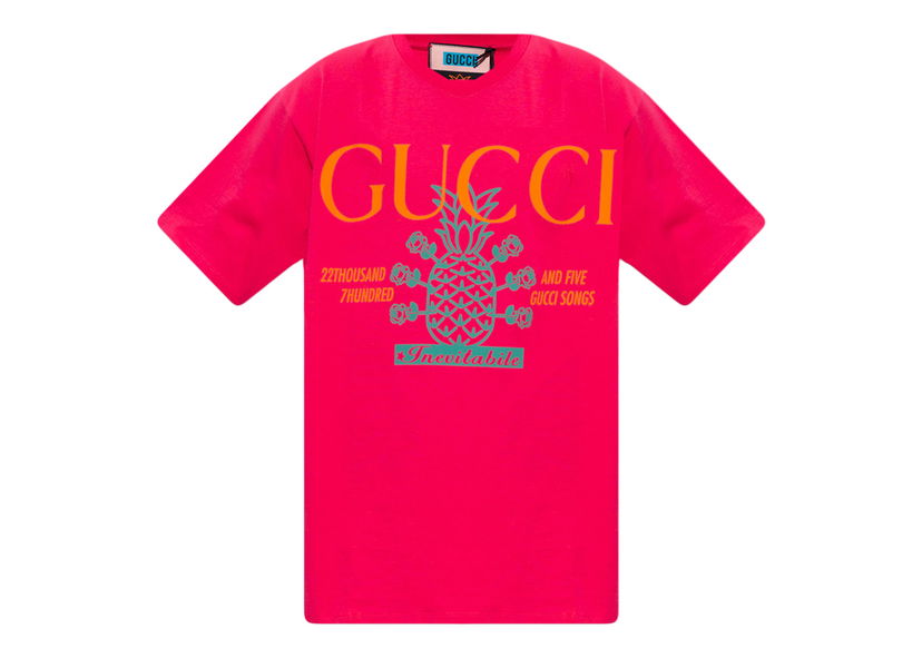 T-shirt Gucci Pineapple Collection T-shirt Pink Rosa | 616036 XJD20 5251