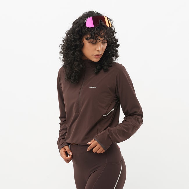 Sweatshirt Salomon Sense Aero Hybrid Cropped Top Brun | LC2434600