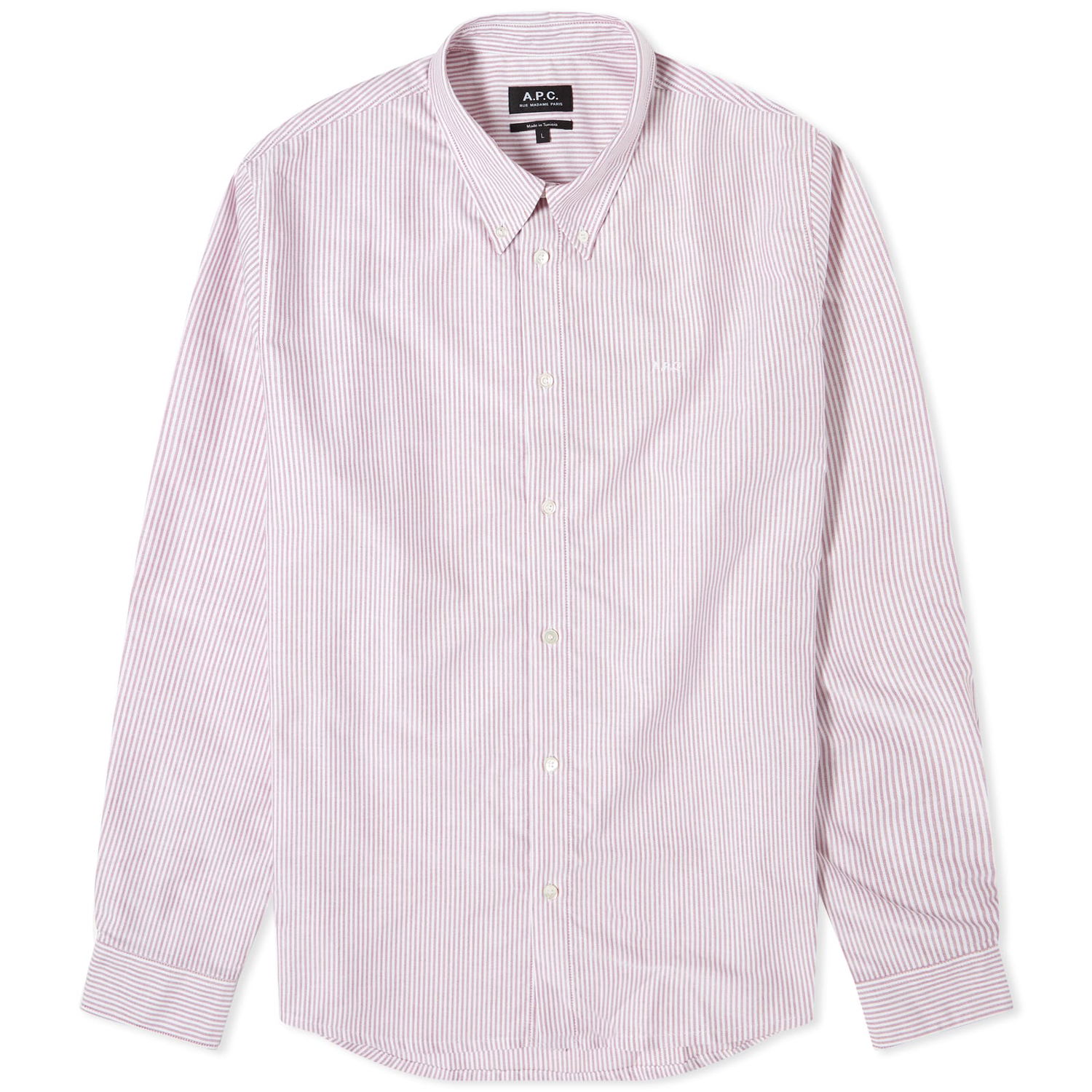 Skjorta A.P.C. Greg Log Button Down Stripe Shirt Röd | COGUH-H12499-GAB, 0