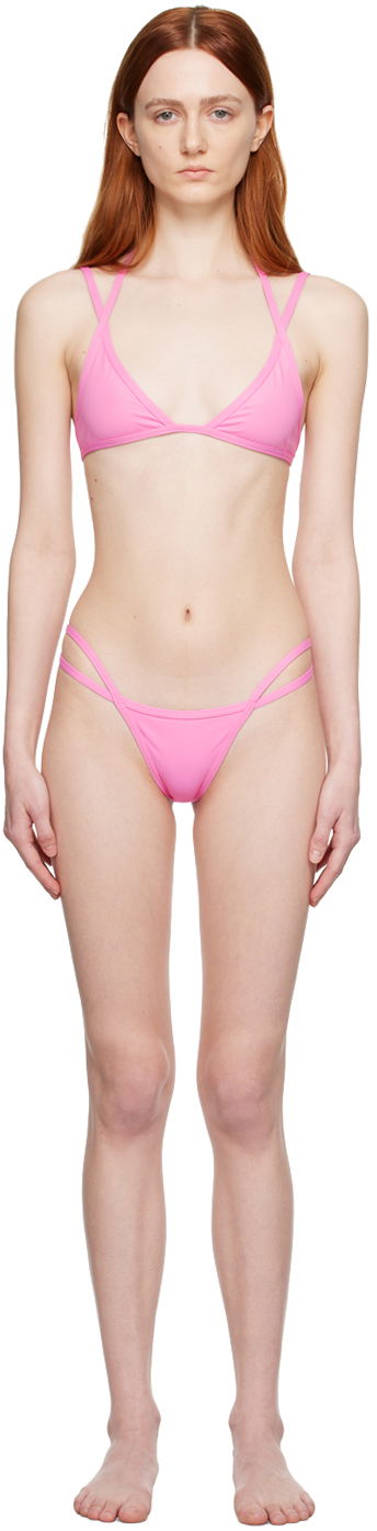Badkläder The Attico Attico Double Strap Bikini Rosa | 233WBB62 PA21
