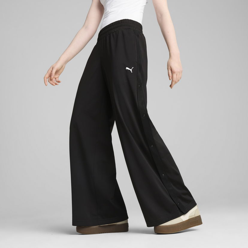 Träningsbyxor Puma WARDROBE ESS Snap Button Wide-Leg Pants Svart | 629804_01