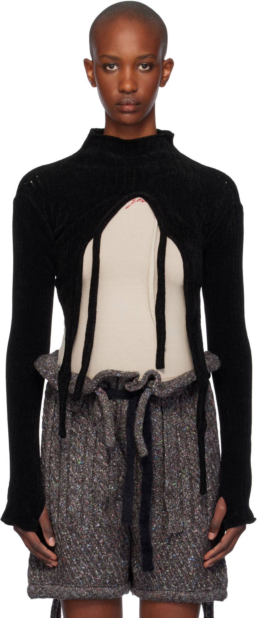 Sweater Ottolinger Ottolinger Knit Strap Long Sleeve Sweater Svart | 707302