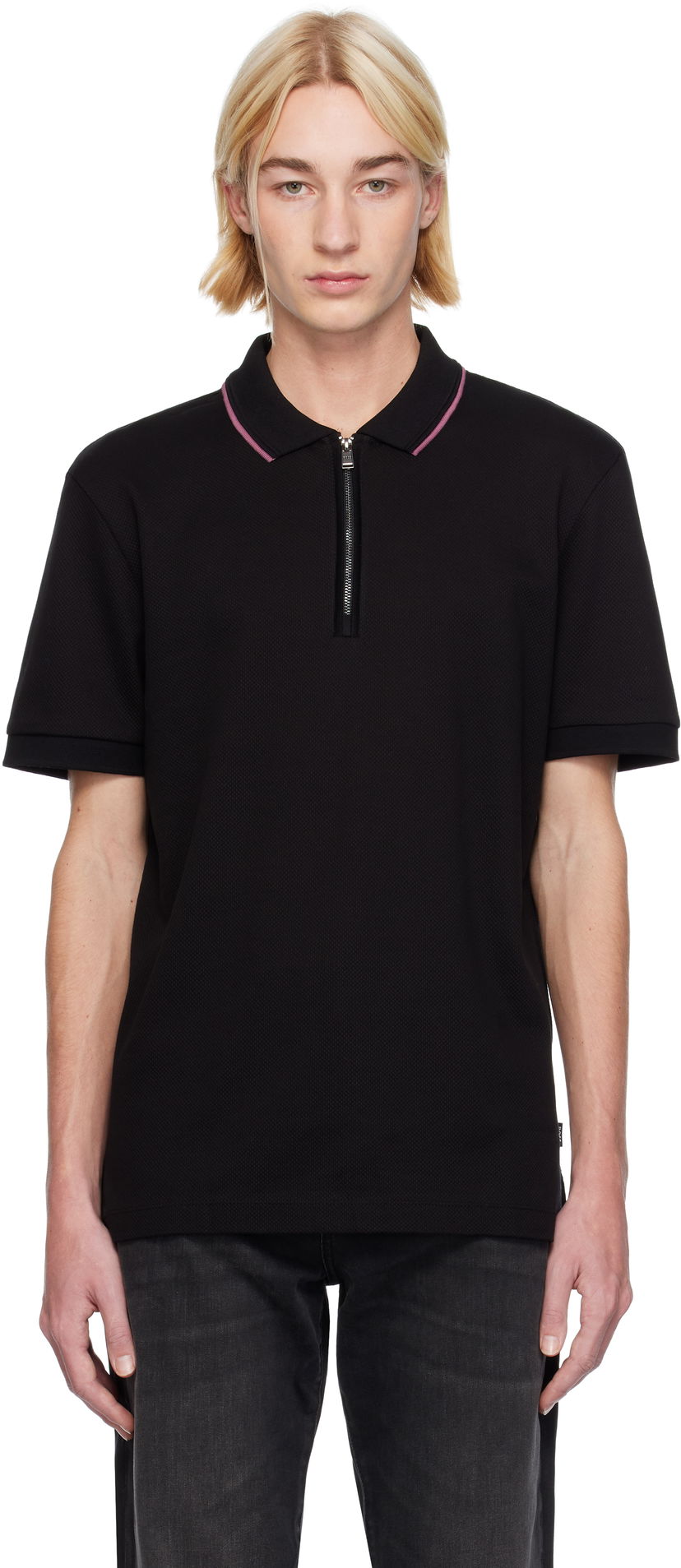Polotröja BOSS Zip Placket Polo Svart | 50532612