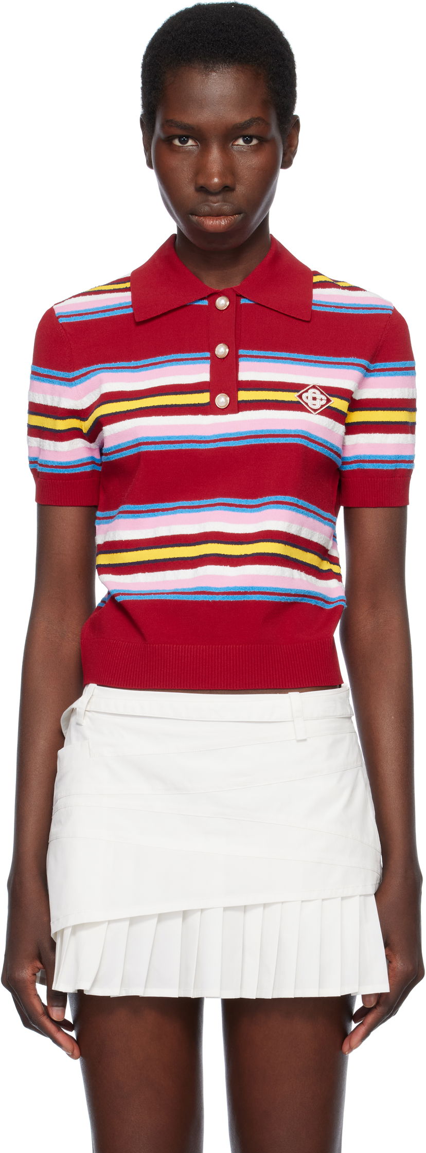 Polotröja Casablanca Casablanca Stripe Polo Röd | WS25-KW-946-01