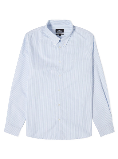 Skjorta A.P.C. Greg Log Button Down Stripe Shirt Blå | COGUH-H12499-IAA