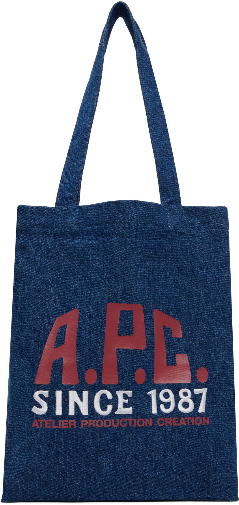 Tygpåse A.P.C. A.P.C. Lou Carpenter Denim Tote Bag Blå | COHTD-M61990