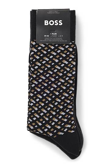 Strumpor BOSS Gift-boxed four-pack of regular-length socks featuring one patterned pair and three solid pairs Flerfärgad | 50524322, 1
