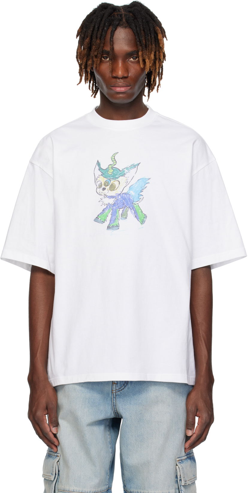 T-shirt We11done We11done Monster Drawing T-Shirt Vit | WD-TT0-25-744-U-WH