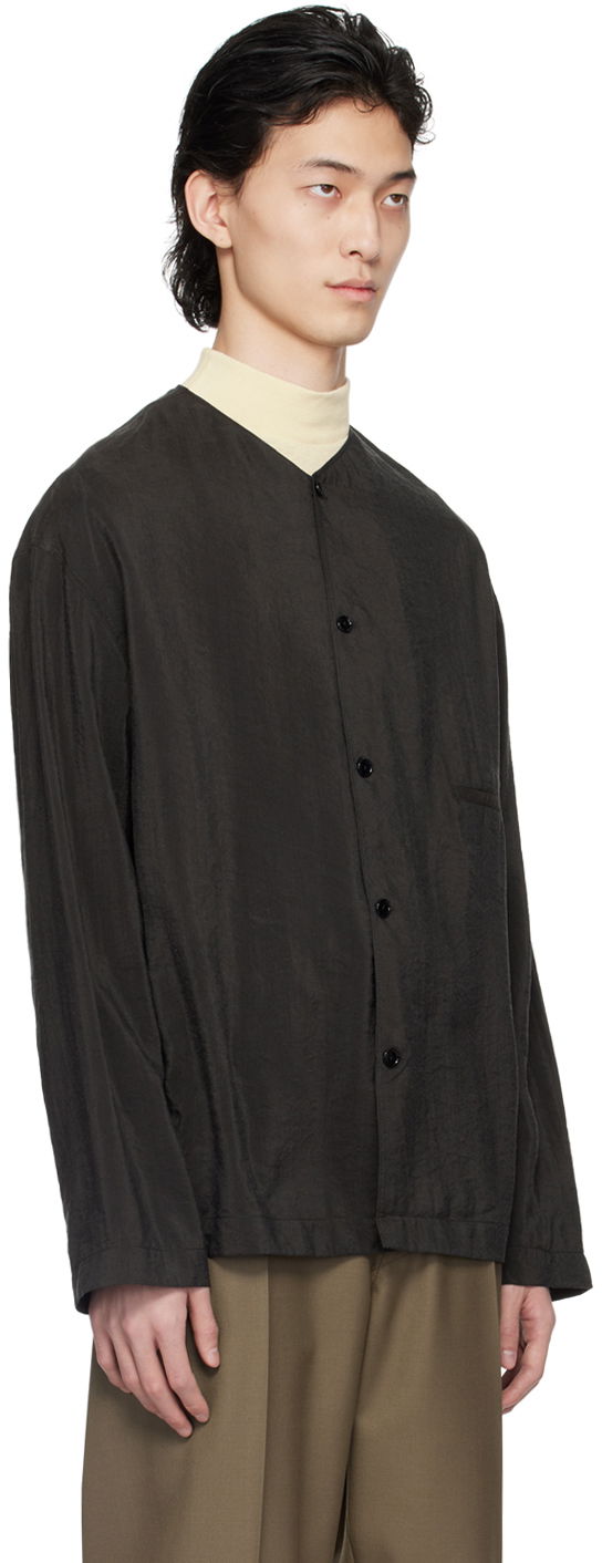 Skjorta LEMAIRE Lemaire Collarless Button-Up Shirt Svart | SH1065 LF208, 1