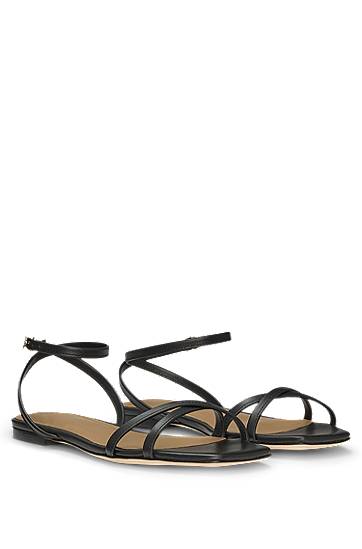 Tillbehör BOSS Double B Leather Crisscross Sandals Svart | 50542217