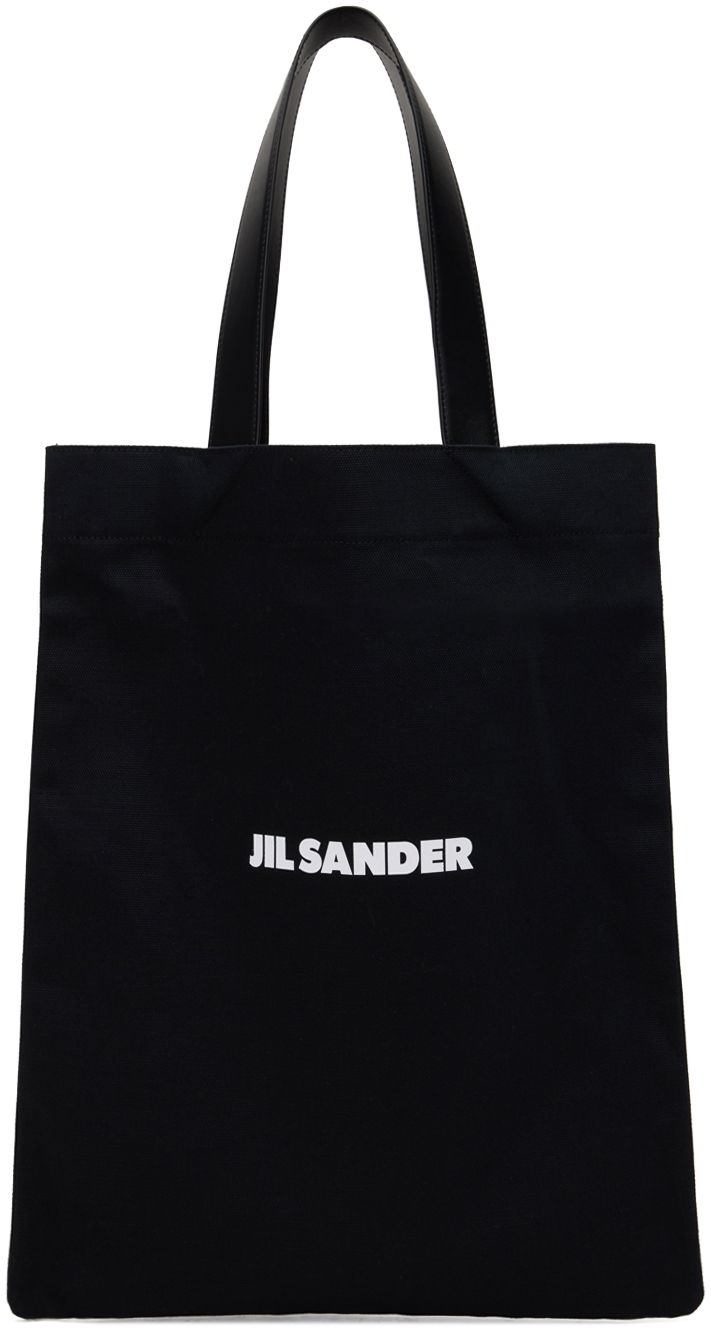 Tygpåse Jil Sander Flat Shopper Medium Tote Bag Svart | J26WC0004_P4863