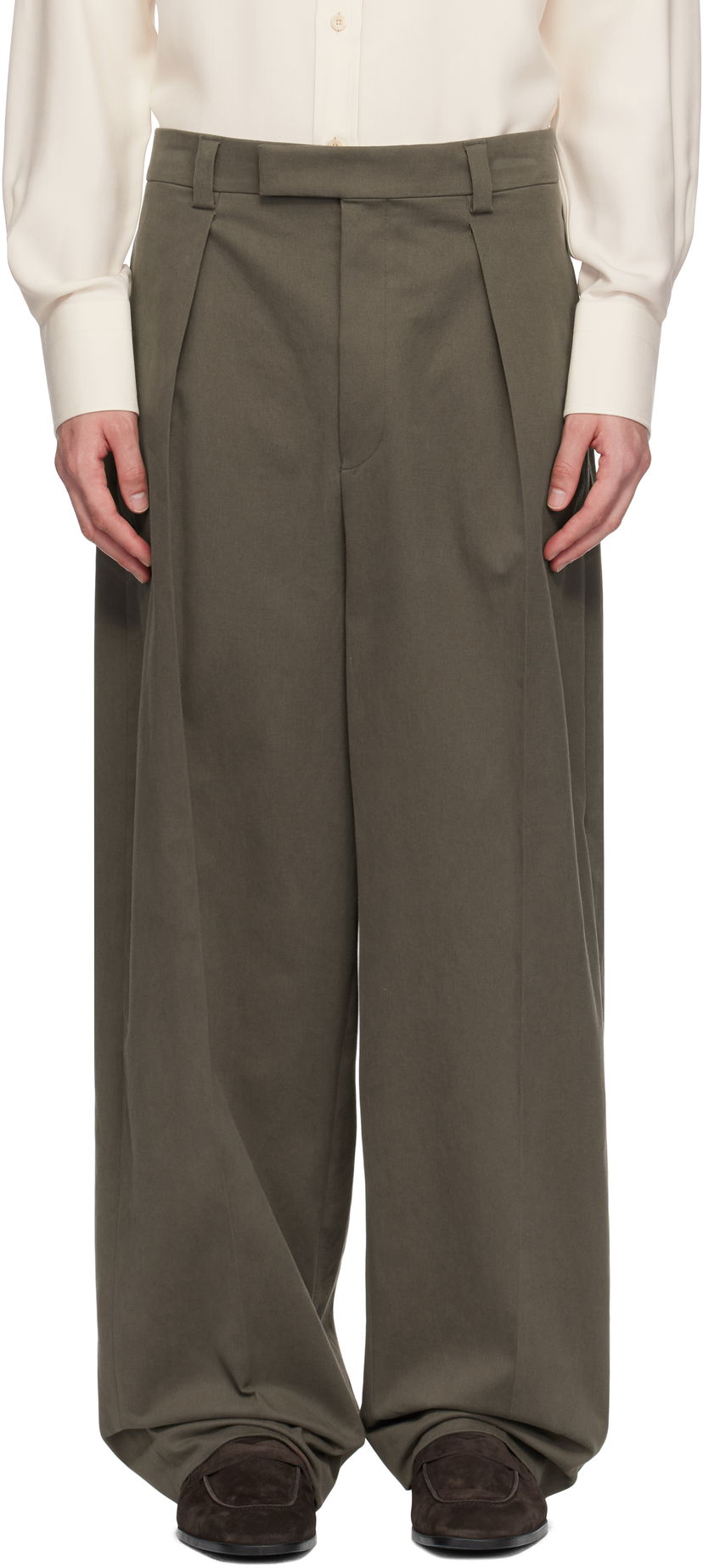 Byxor FERRAGAMO Ferragamo Inverted Pleats Trousers Grön | 782861