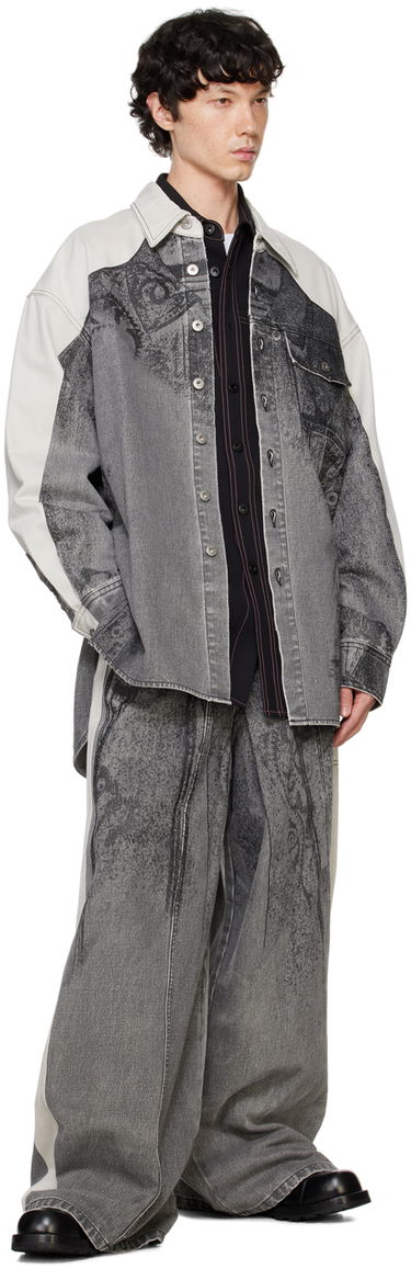 Skjorta Feng Chen Wang Feng Chen Wang Printed Denim Jacket Grå | FUF18JK04B, 3