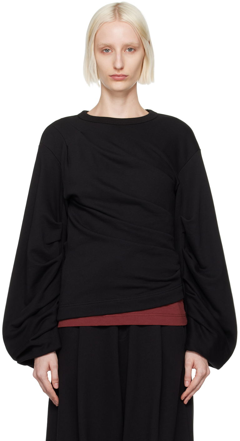 Sweatshirt Dries Van Noten Pleated Sweatshirt Svart | 242-011160-9610