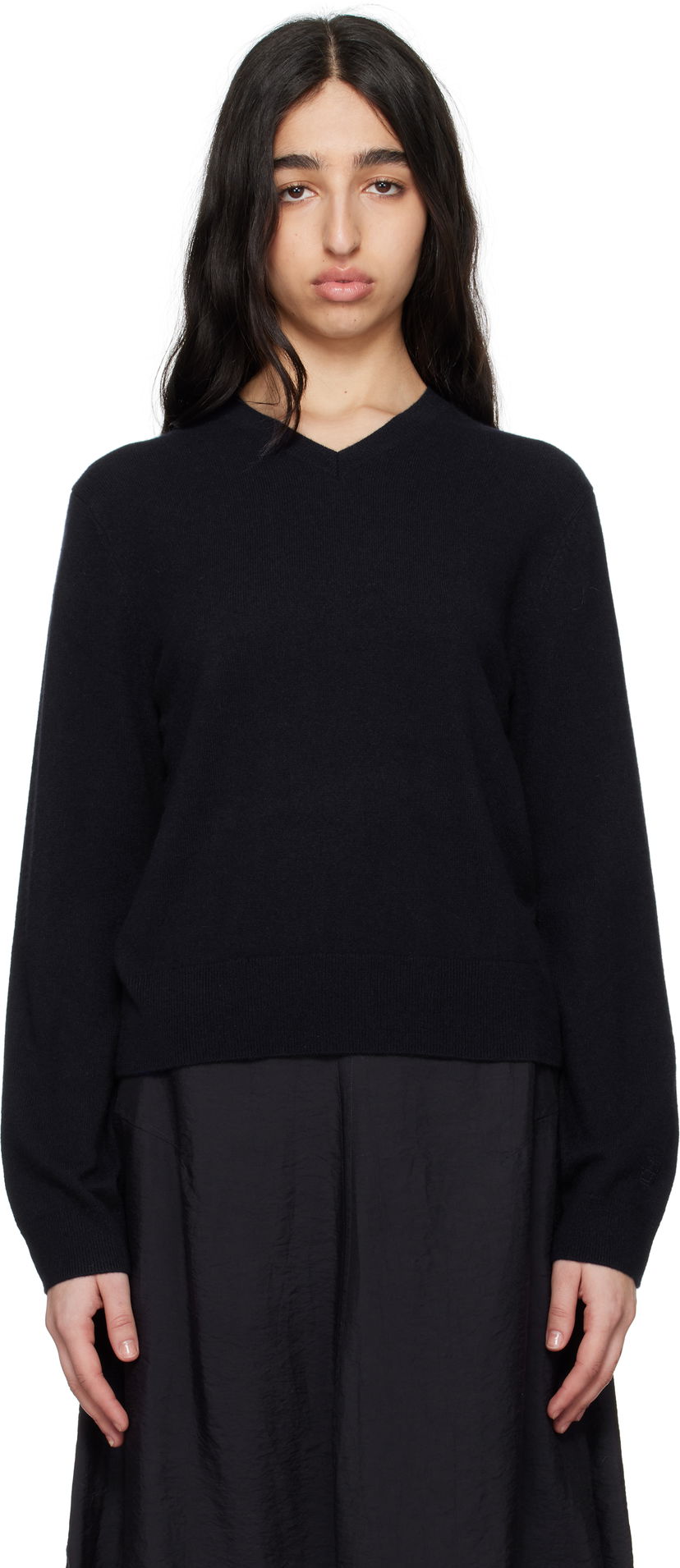 Sweater TOTEME TOTEME Classic V-Neck Sweater Svart | 252-WRT0432-YA0016