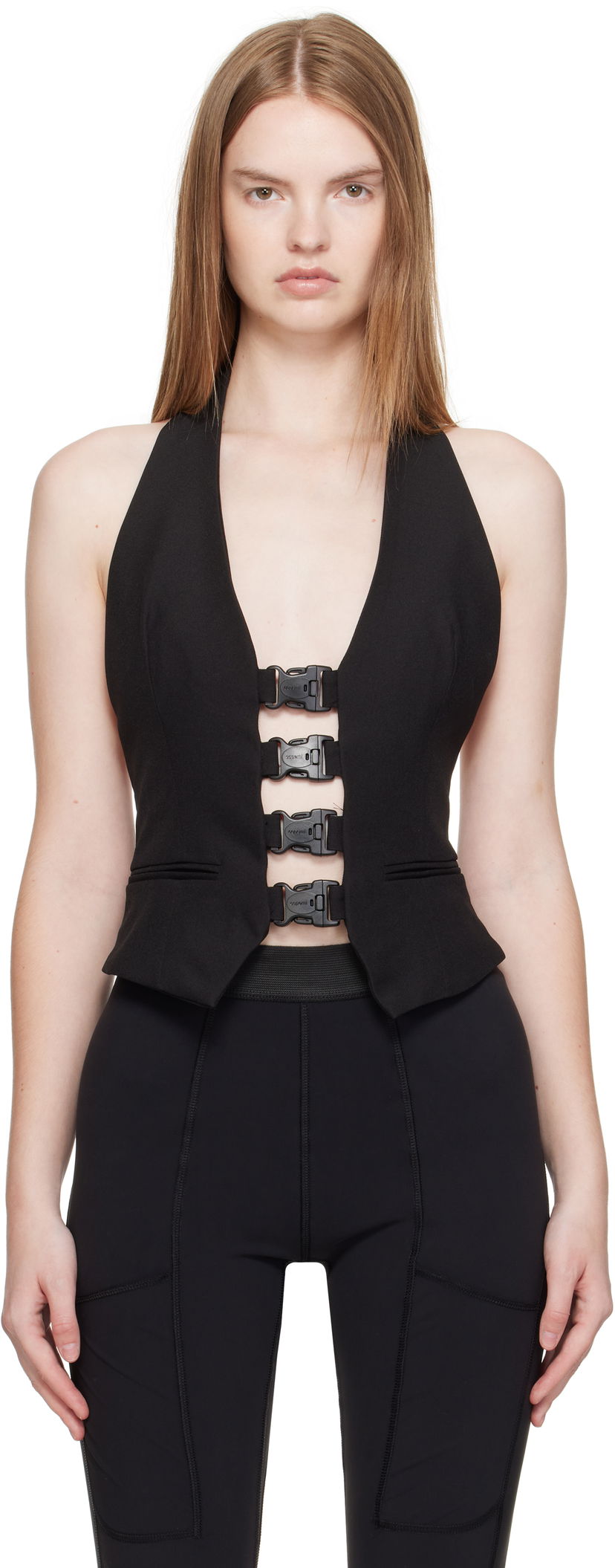 Linne Coperni Coperni Multi Buckle Halter Top Svart | COPT35F3004