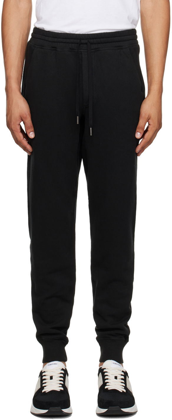 Träningsbyxor Tom Ford Black Garment-Dyed Sweatpants Svart | JAL001-JMC006S23