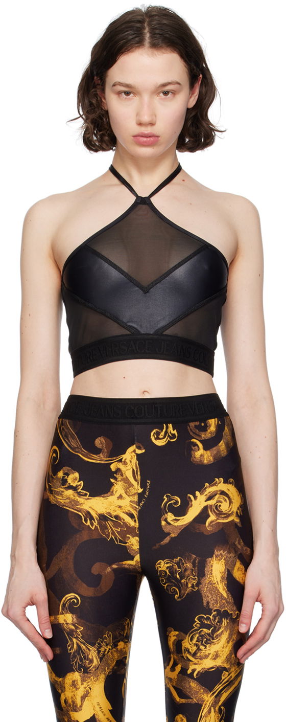 Linne Versace Jeans Couture Black Paneled Tank Top Svart | E76HAM209_EJ0062