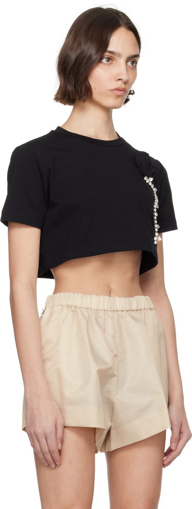 T-shirt Area AREA Crystal Rosette Cropped T-Shirt Svart | SS25AWTS0028FA02, 1