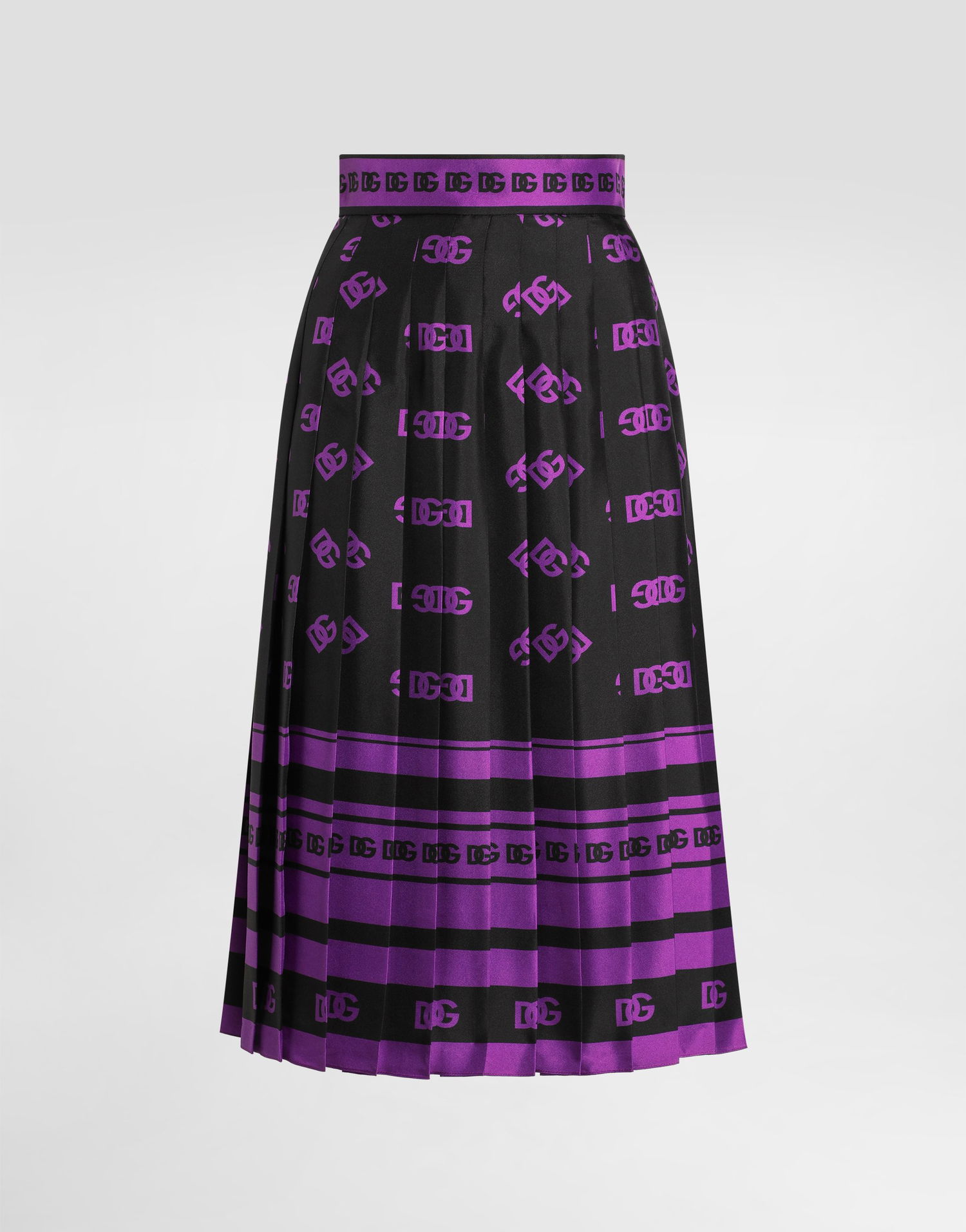 Kjol Dolce & Gabbana Dolce & Gabbana DG Logo Print Long Pleated Skirt Svart | F4C2GTHI1Z7HN9BP, 0