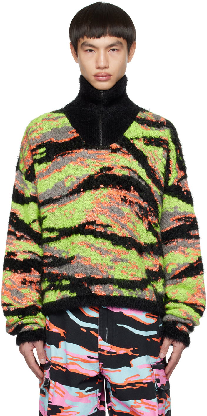 Sweater ERL ERL Camo-Print Mockneck Sweater Svart | ERL06N007