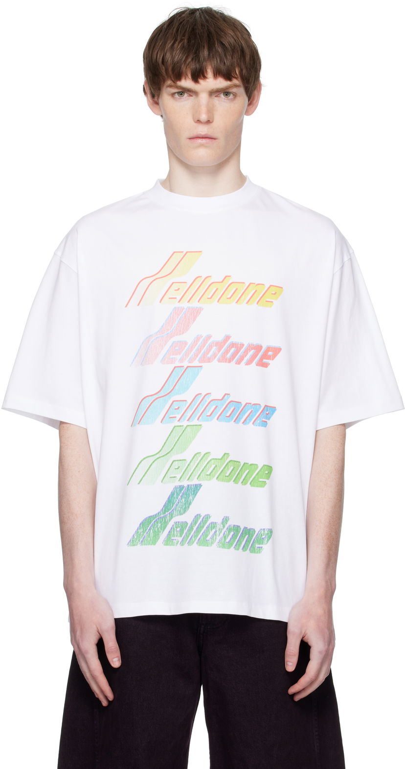 T-shirt We11done Multi Rainbow Logo T-Shirt Vit | WD-TT2-25-755-U-WH
