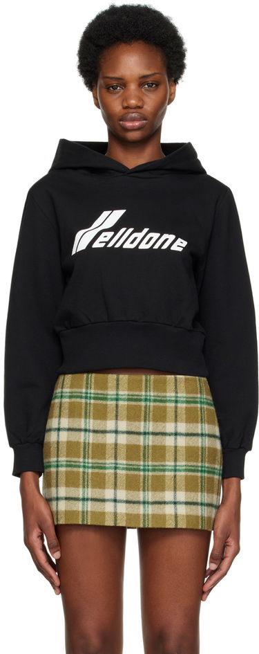 Sweatshirt We11done Lettering Cropped Hoodie Svart | WD-TH3-22-865-W-BK, 0