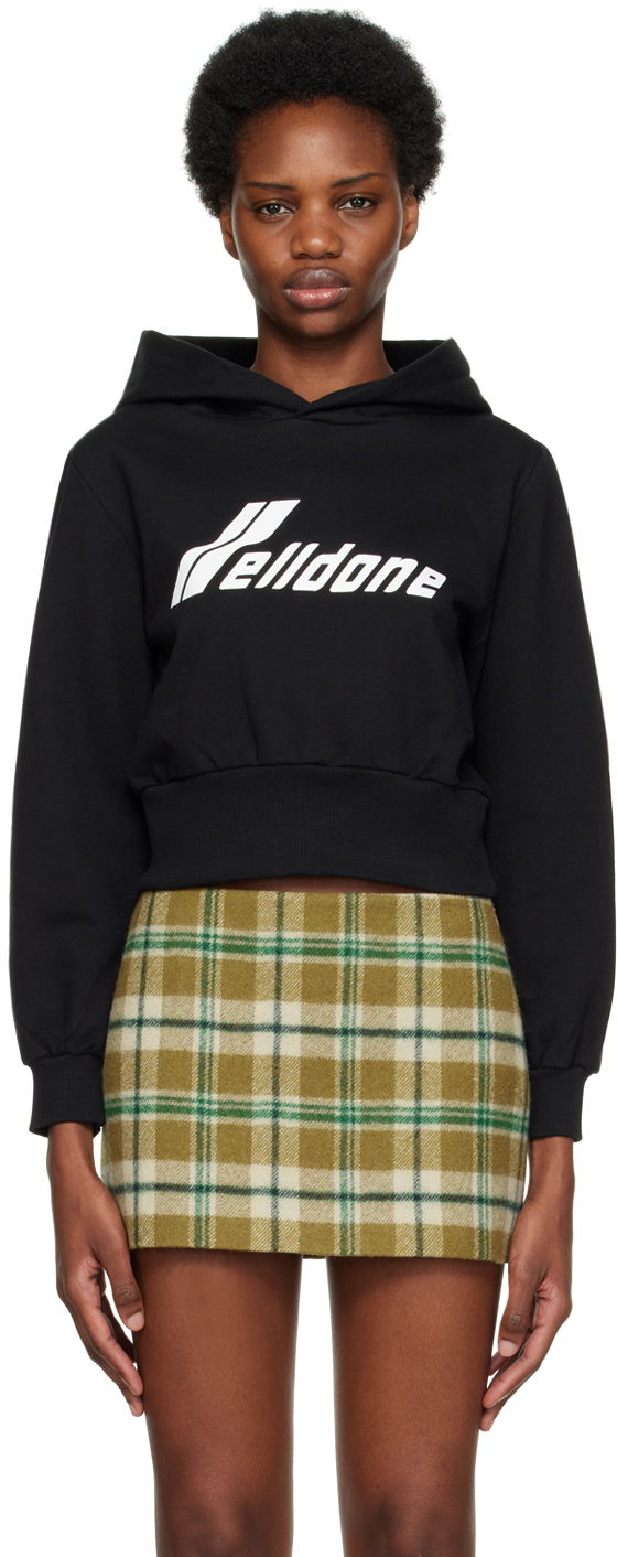 Sweatshirt We11done Lettering Cropped Hoodie Svart | WD-TH3-22-865-W-BK