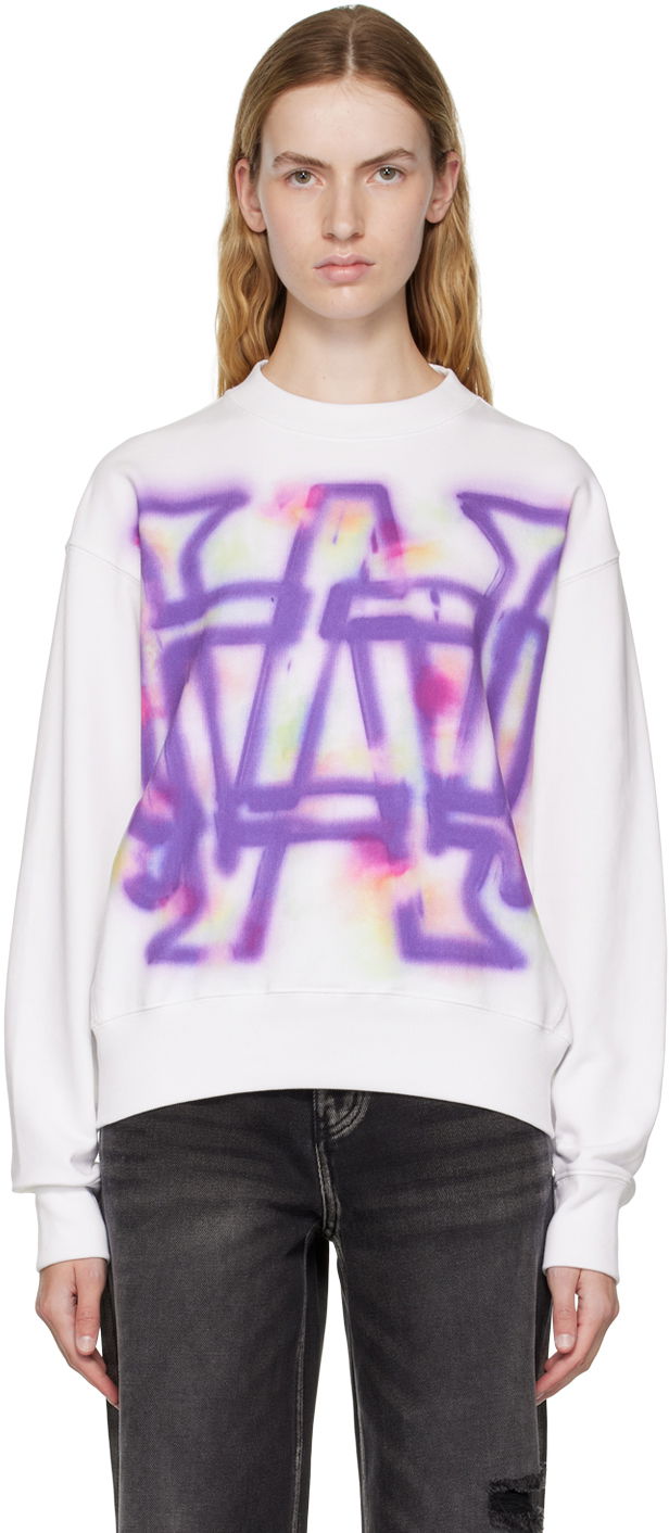 Sweater We11done We11done Rainbow Symbol Sweatshirt Vit | WD-TS3-22-829-U-WH
