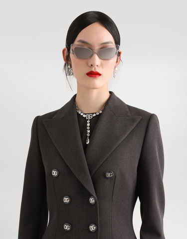 Rockar Dolce & Gabbana Dolce & Gabbana Double-breasted Wool Coat with DG Buttons Grå | F0W2CTFU287S8290, 3