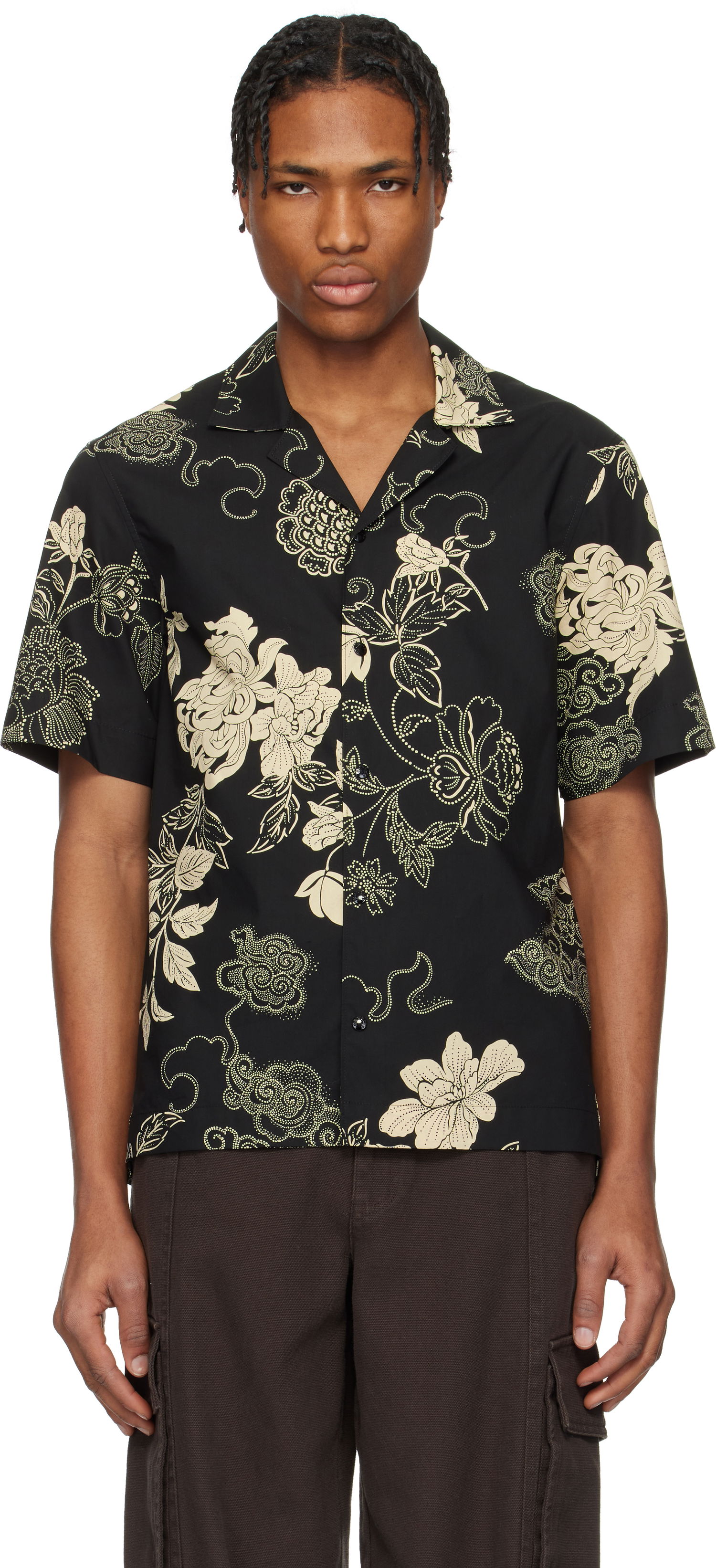 Skjorta Moncler Moncler Floral Print Cotton Shirt Svart | K10912F00018598I5, 0