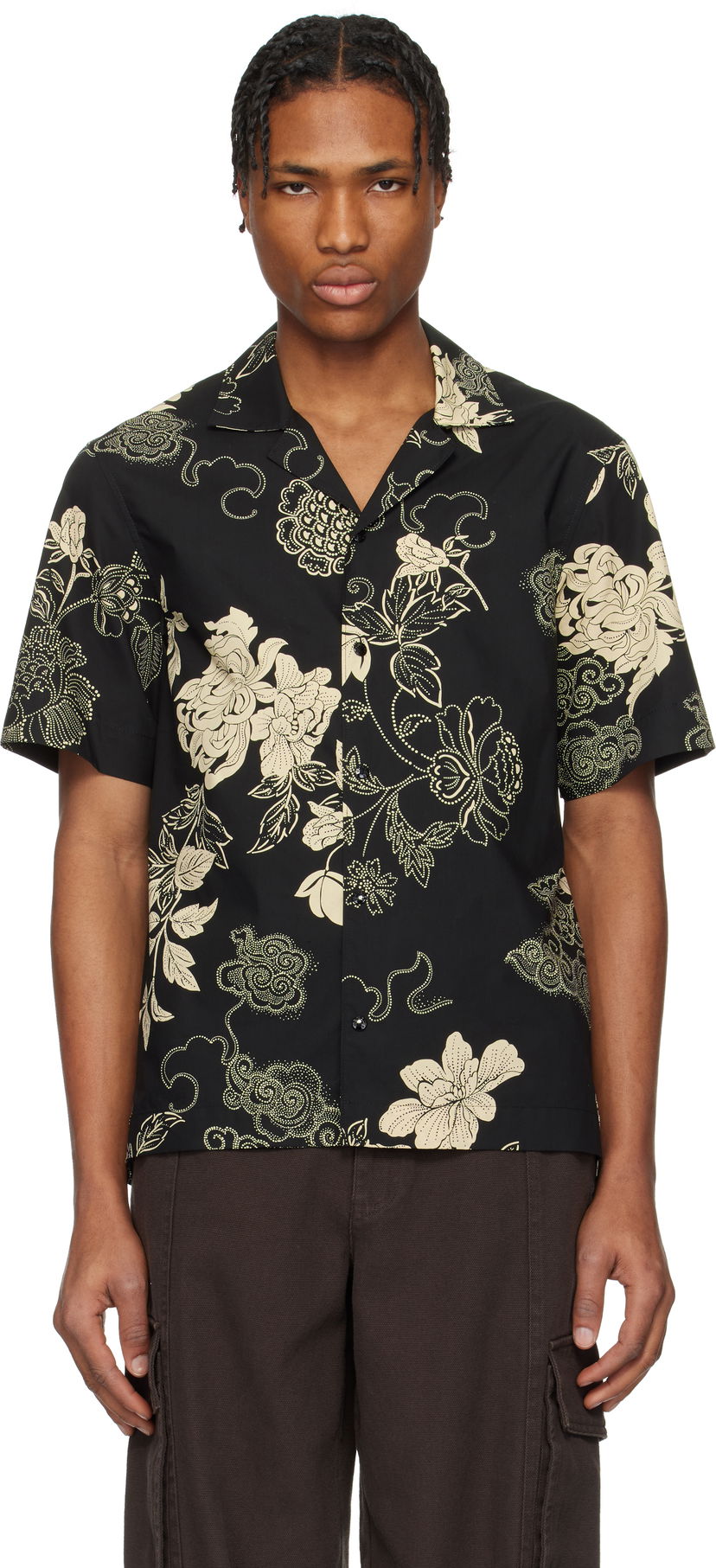 Skjorta Moncler Moncler Floral Print Cotton Shirt Svart | K10912F00018598I5