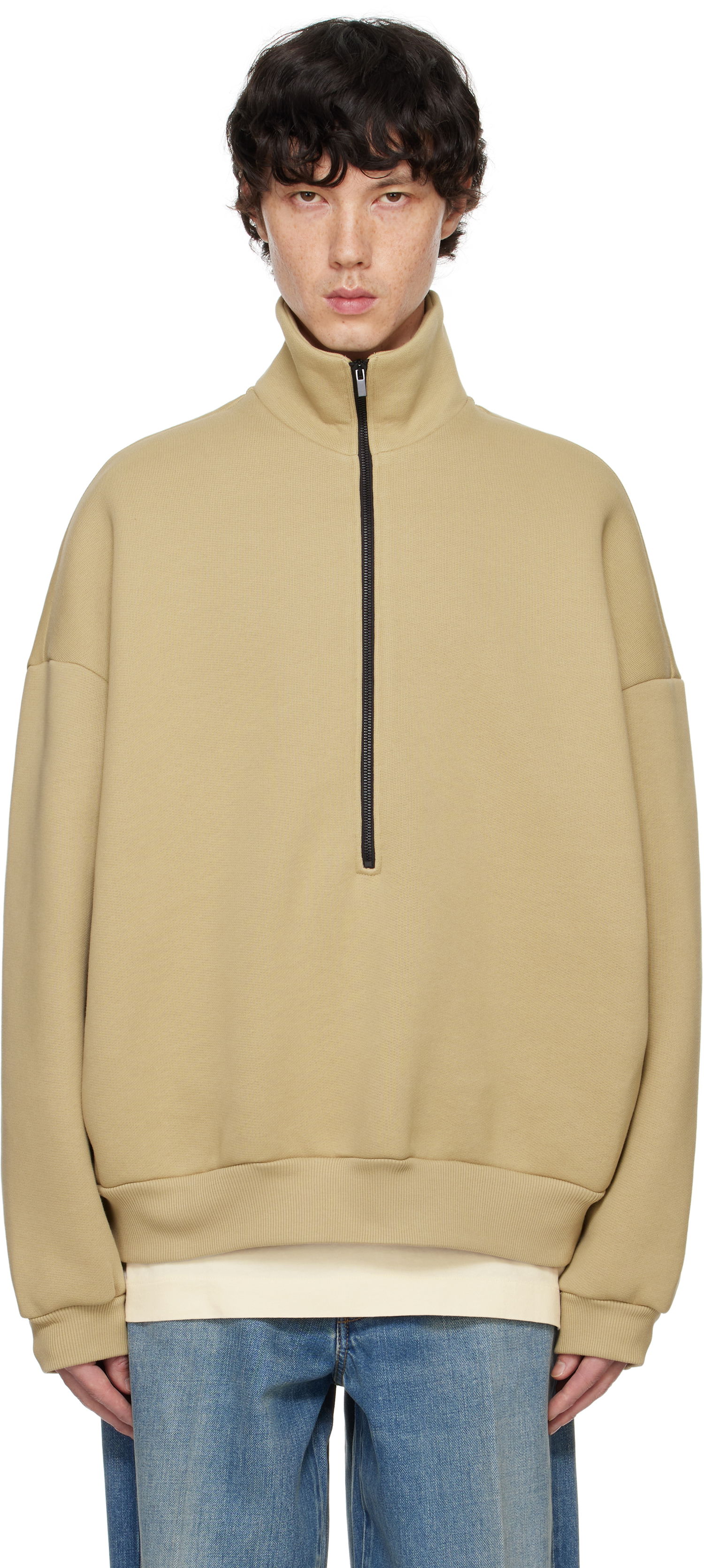 Sweatshirt Fear of God Half Zip Mockneck Sweatshirt Beige | FG24FW50-1011FLC, 0