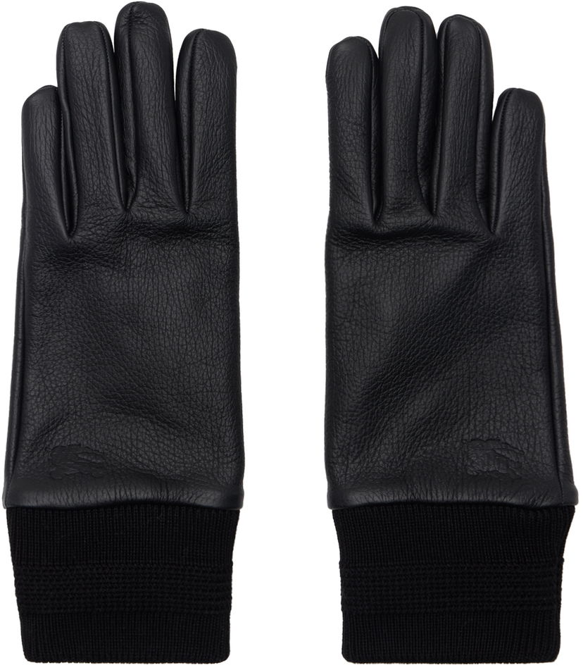 Handskar Burberry Leather Gloves Svart | 8095571